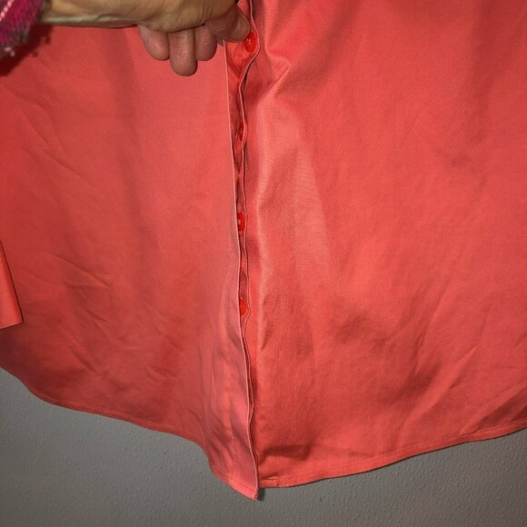 Chicos Shirt Salmon 3/4 Sleeve Button Down Size No Iron Top Size XXL 4 Cotton - Picture 4 of 9